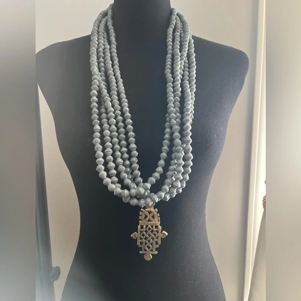 Akola Gray Demi Paper Bead Necklace